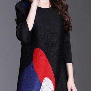 Abstract Printed Shift Casual Midi Dress